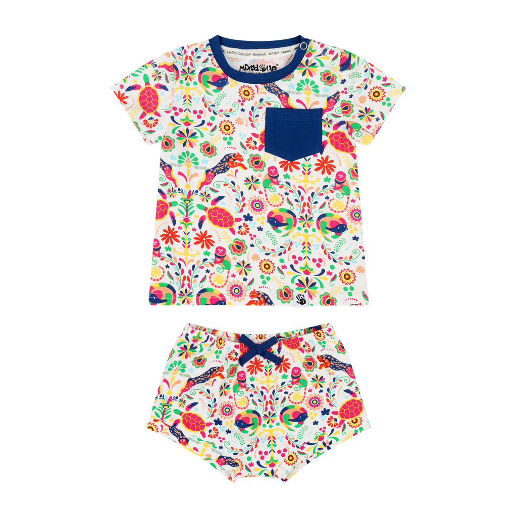Mixed Up Clothing Suave Baby Tee And Bloomer Shorts Set In Animal Arabesque
