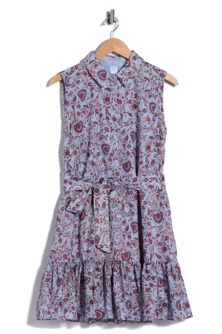 Ruffle Hem Print Minidress, Alternate, color, BLUE- BURG GLOBAL FLORAL