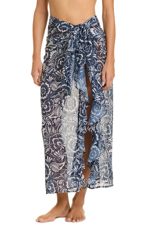 Long Ruffle Sarong Cover-Up