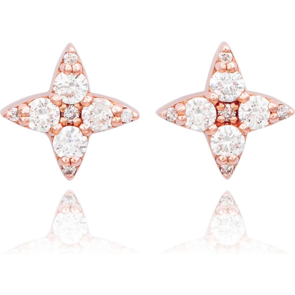 Suzy Levian Diamonds Diamond Star Stud Earrings In Rose