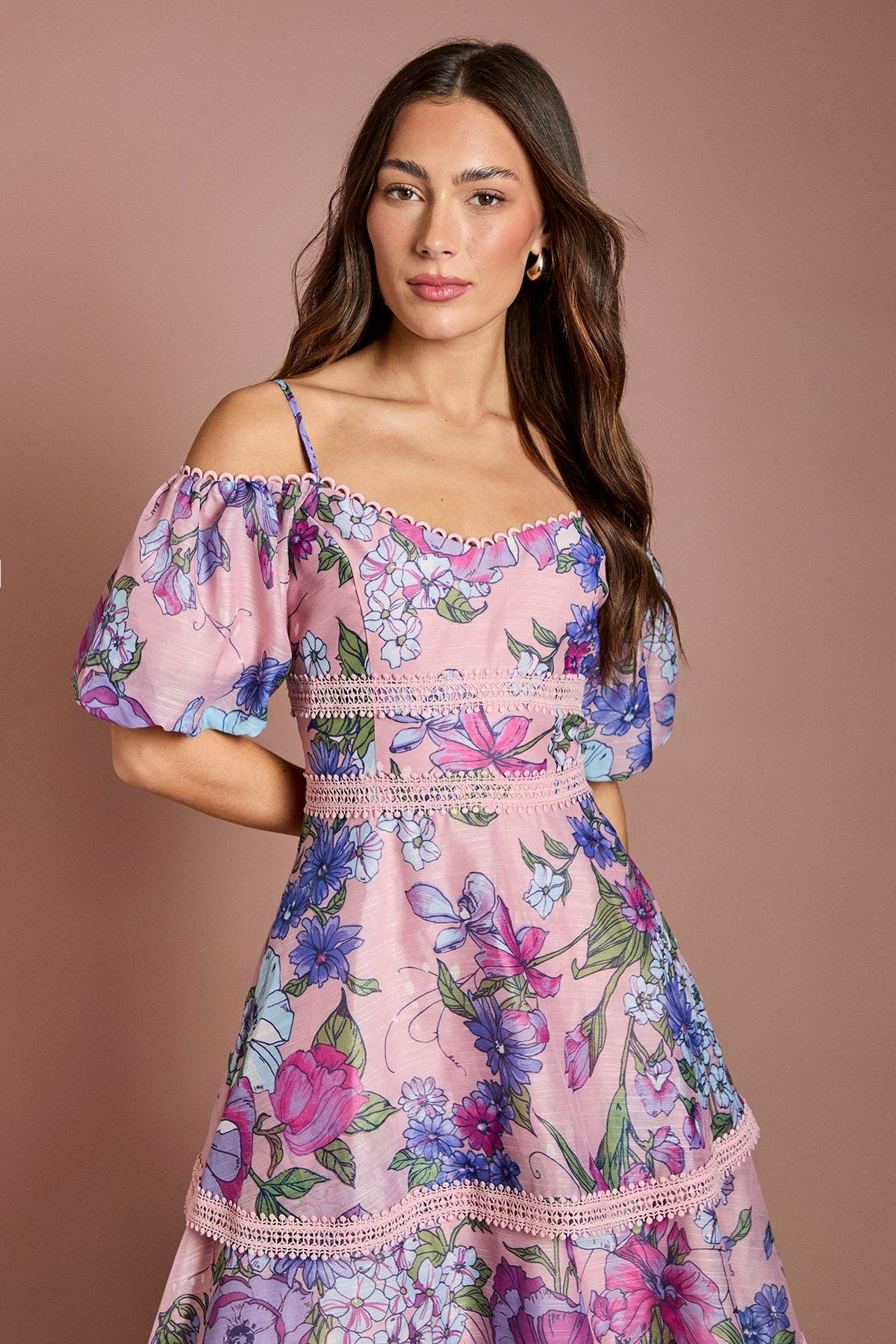 Printed Organza Lace Midi Dress (Women) | Nordstrom