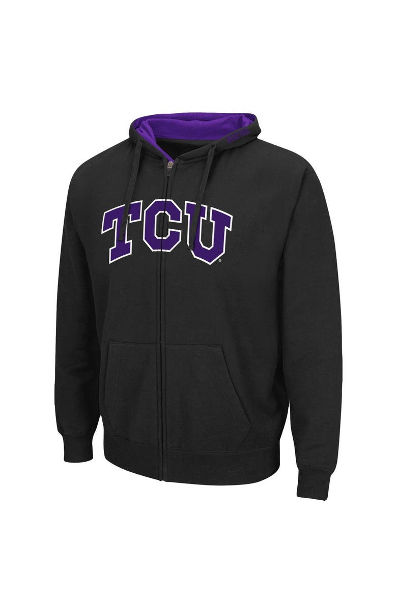 COLOSSEUM Men's Colosseum Black TCU Horned Frogs Arch & Logo 3.0 Full-Zip Hoodie, Alternate, color, Black