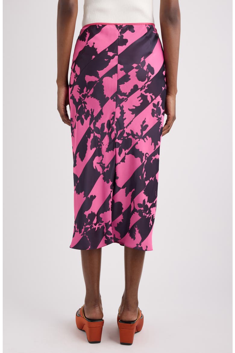 Sati Double Dye Floral Jacquard Satin Midi Skirt, Alternate, color, FUCHSIA