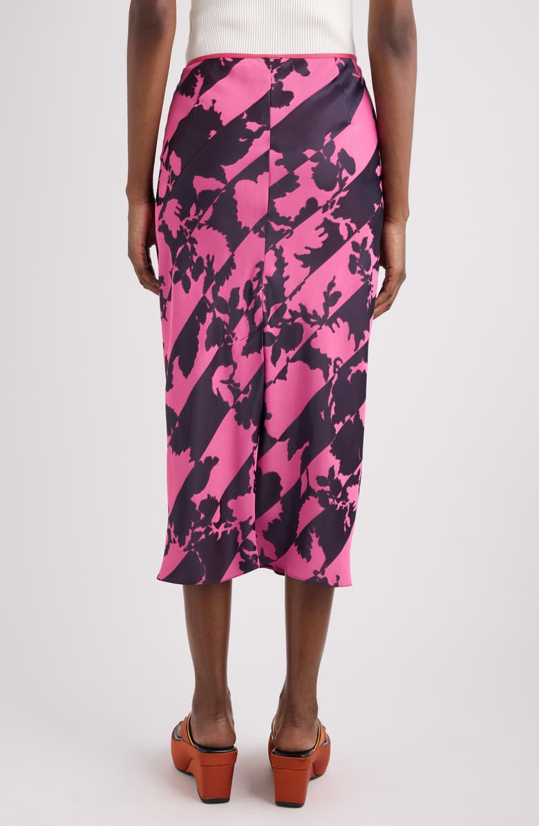 Dries Van Noten Sati Double Dye Floral Jacquard Satin Midi Skirt, Alternate, color, Fuchsia