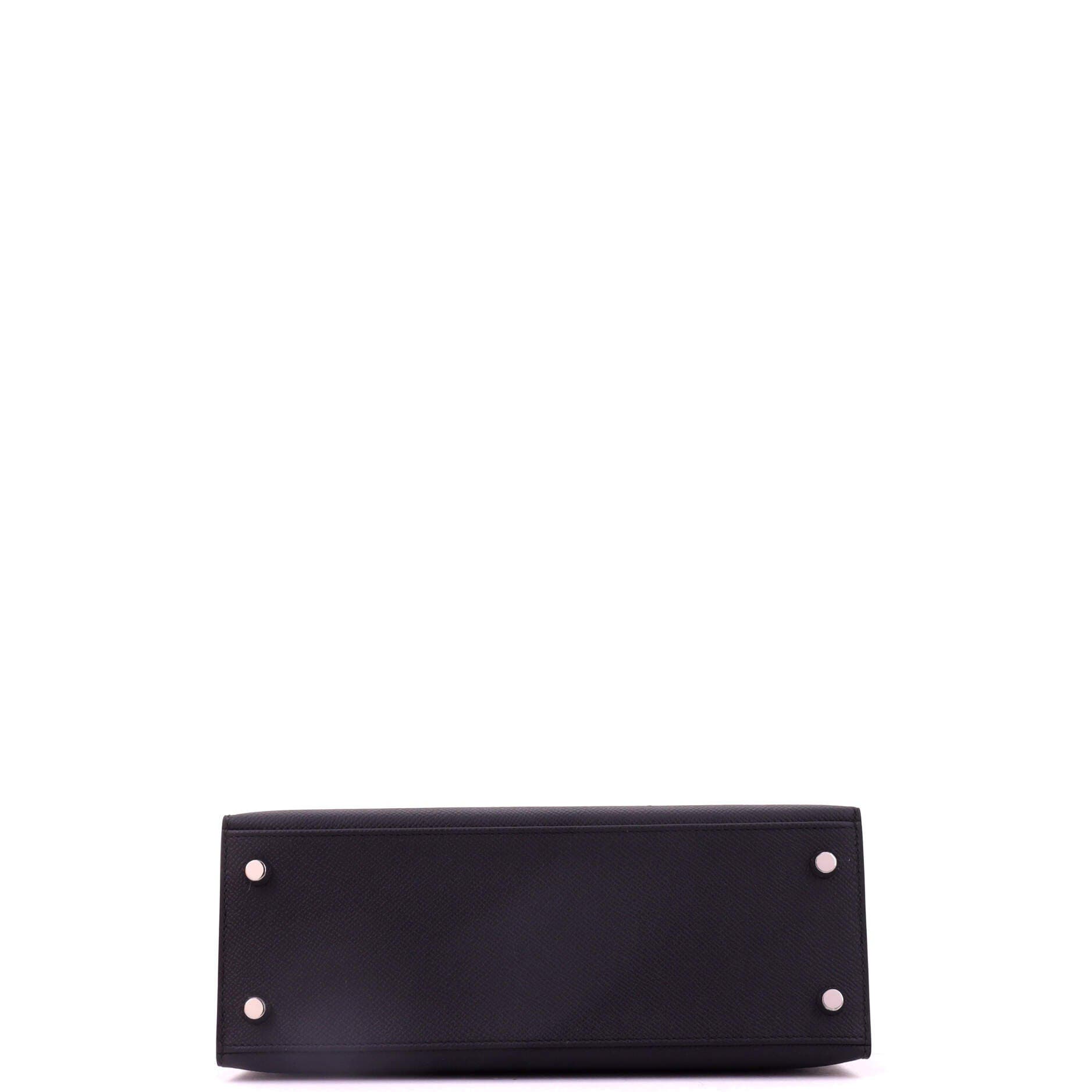 Pre-Owned Hermes Kelly Handbag Black Epsom with Palladium Hardware 25, Alternate, color, Noir