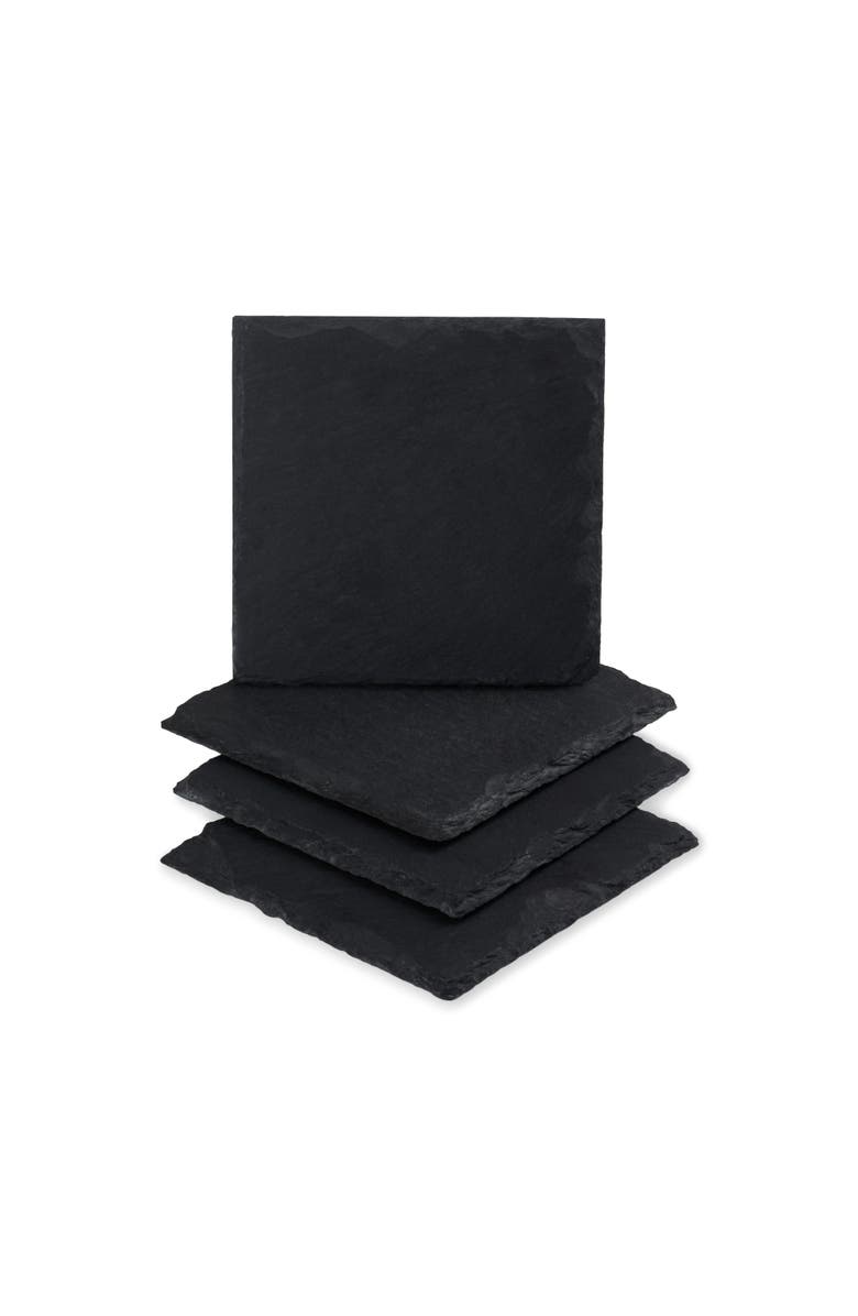 TWINE Square Slate Coasters Set of 4, Alternate, color, Black