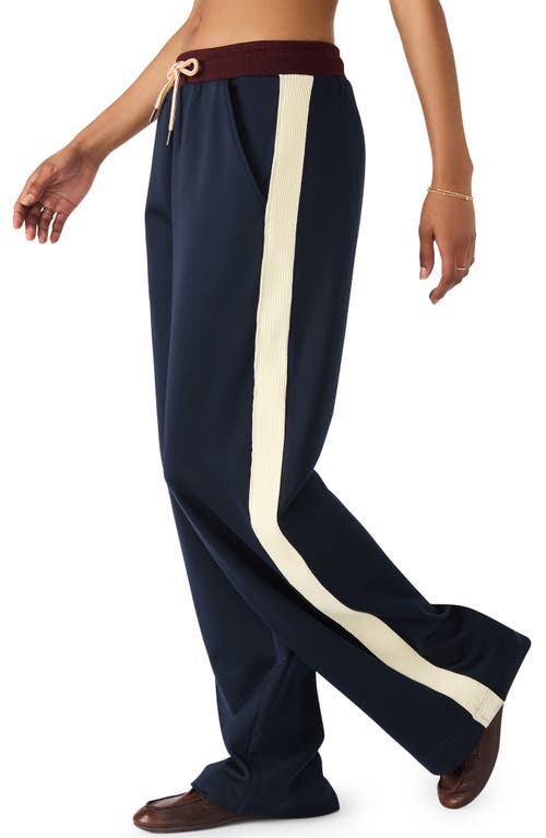 Steve Madden Daisy Side Stripe Wide Leg Pants In Blue