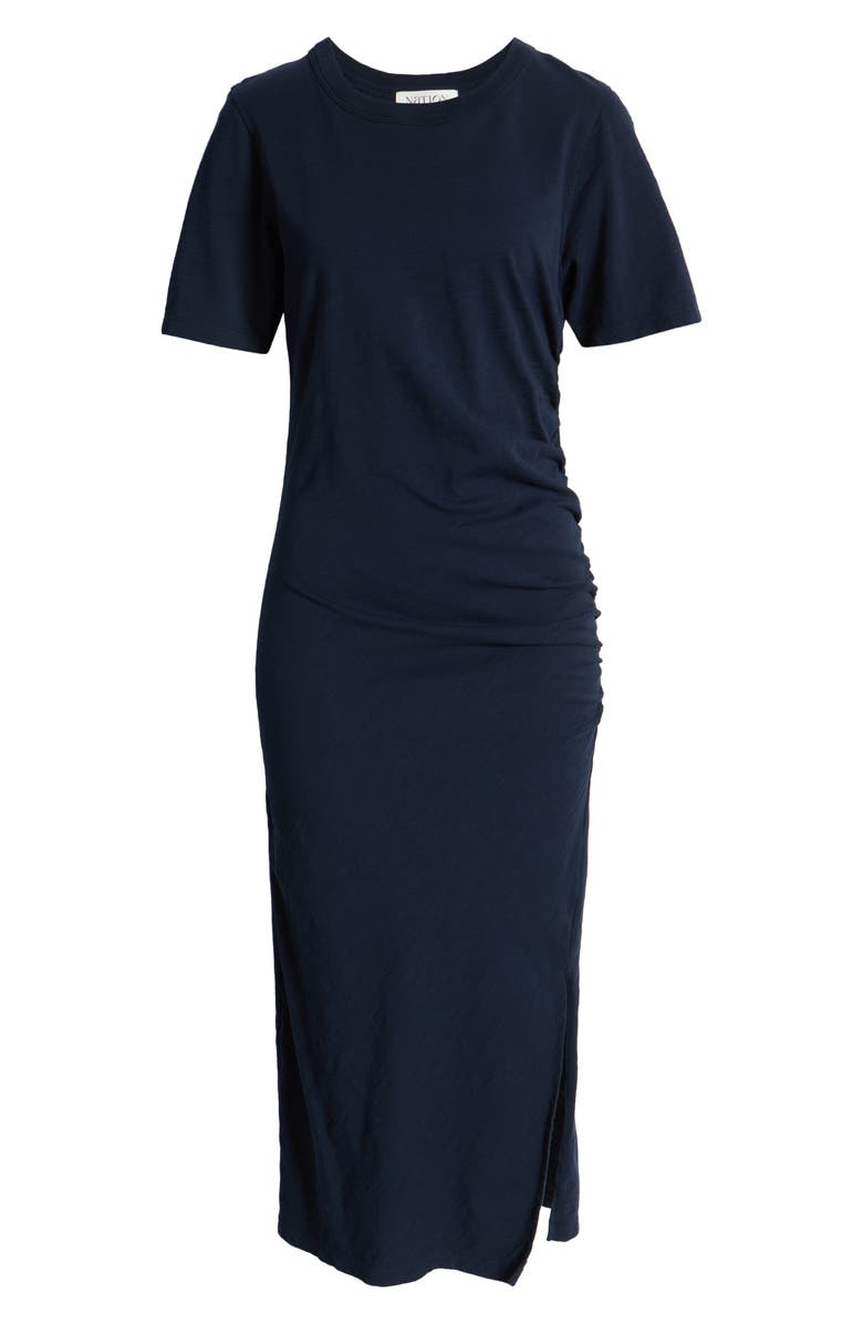 Nation LTD Cole Ruched Cotton T-Shirt Dress, Alternate, color, Night Sky