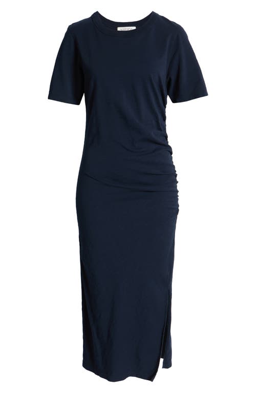 Nation Ltd Cole Ruched Cotton T-shirt Dress In Night Sky