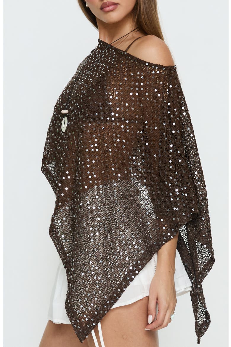 Grotto Asymmetrical Boat Neck Top, Alternate, color, BROWN SPARKLE
