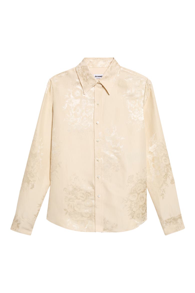 Fitted Floral Jacquard Classic Collar Button-Up Shirt, Main, color, WHITE STONE