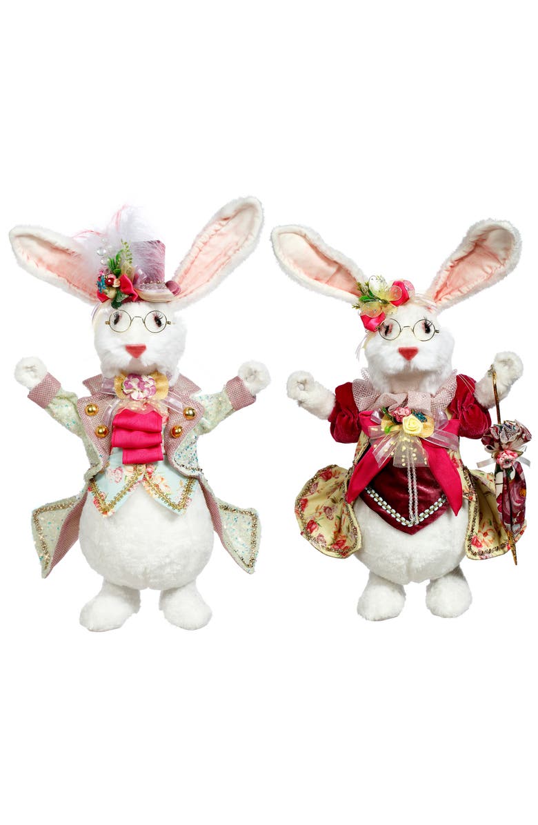 Mark Roberts Mr 
Mrs Fluffy Chubby Rabbit, Set of 2, Main, color, Bright Pink