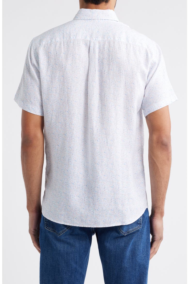 Soiree Short Sleeve Linen Button-Up Shirt, Alternate, color, BLUE MULTI