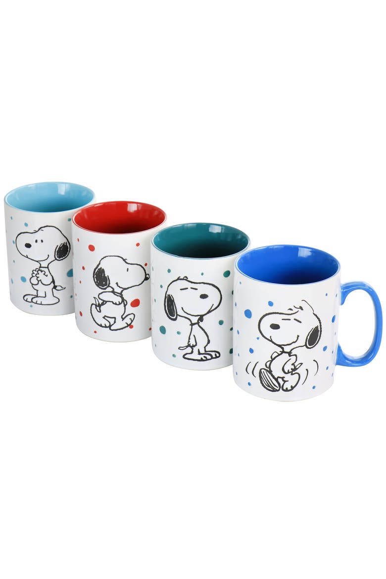Freckled Joy 15oz Stoneware 4 Piece Mug Set, Alternate, color, White