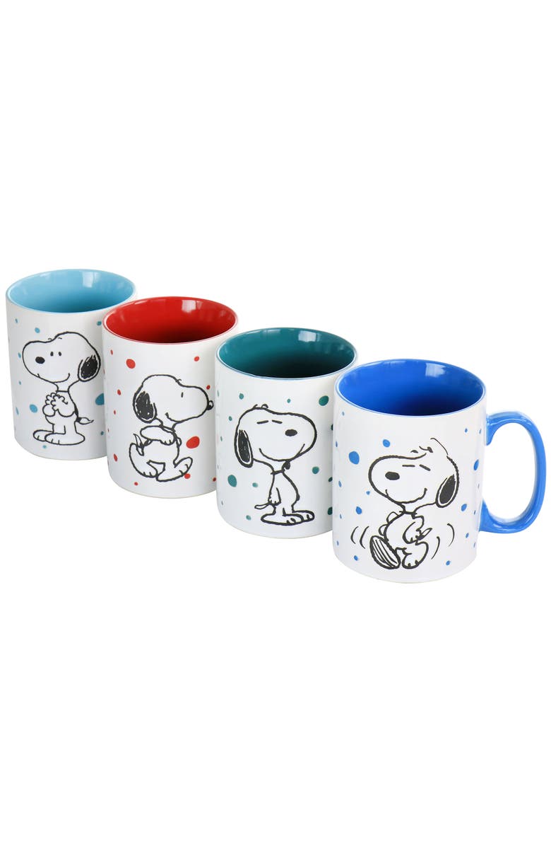 PEANUTS Freckled Joy 15oz Stoneware 4 Piece Mug Set, Alternate, color, White