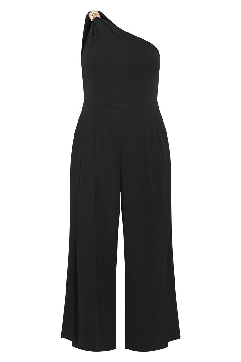 Amber Asymmetric One-Shoulder Jumpsuit, Alternate, color, BLACK
