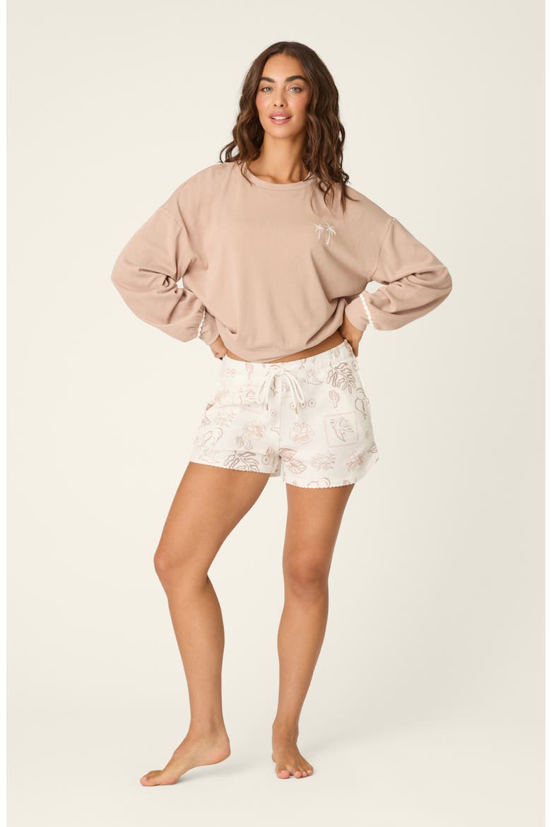 Palms Away Sleep Shorts, Alternate, color, IVORY