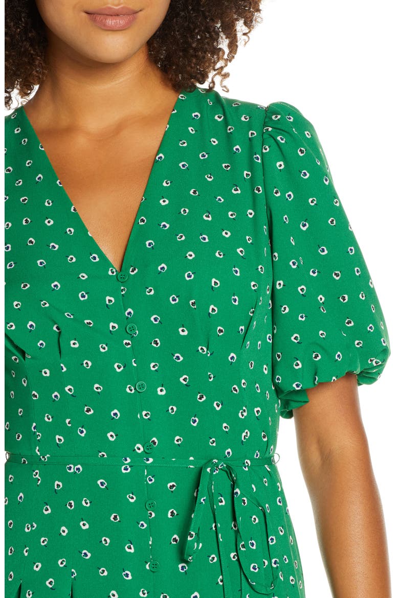 Adelise Puff Sleeve Fit & Flare Minidress, Alternate, color, FERN GREEN