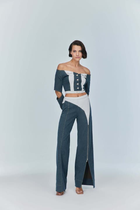 Monte Wide Leg Denim Jeans - Unique Zip Detail