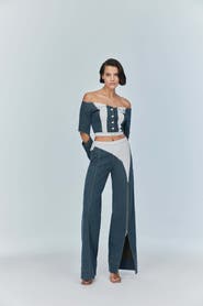 Jendue Monte Wide Leg Denim Jeans - Unique Zip Detail