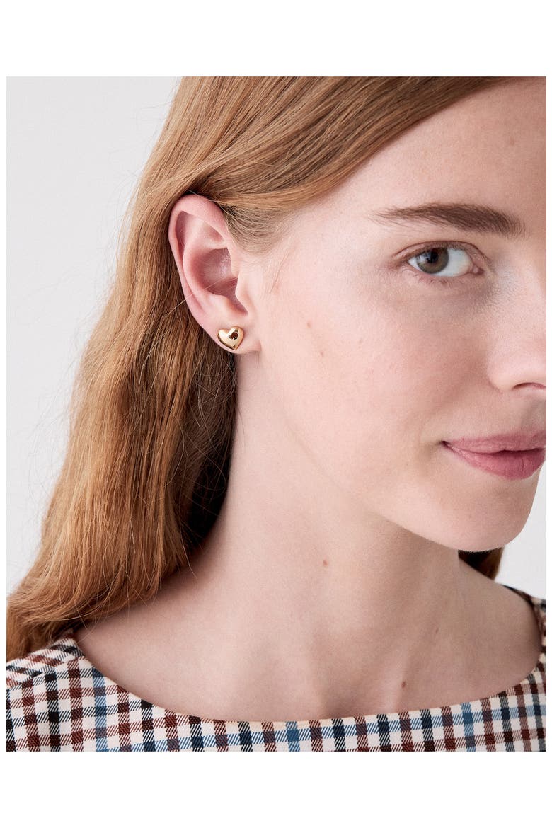 heart spade stud earrings, Alternate, color, GOLD