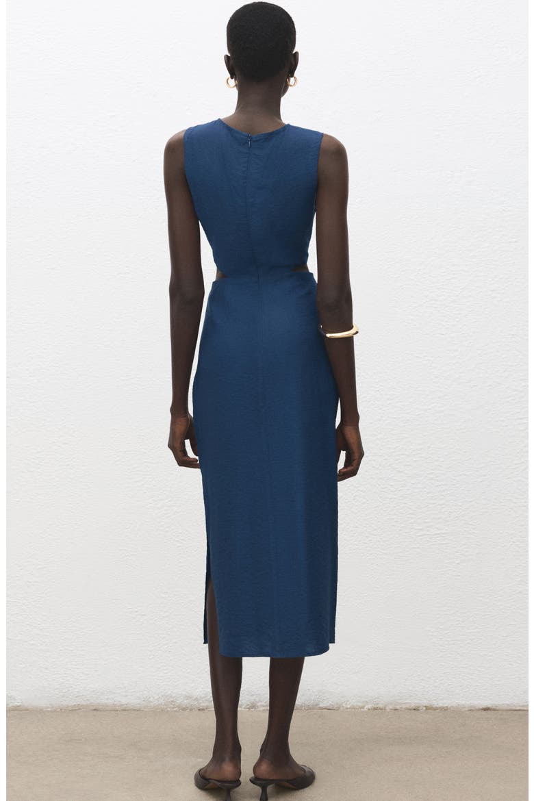 Crinkled Cutout Midi Dress, Alternate, color, NAVY