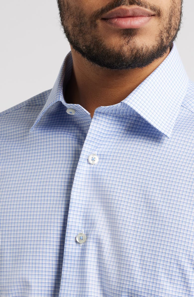 David Donahue Slim Fit Check Cotton Twill Dress Shirt, Alternate, color, Wht/ Blue