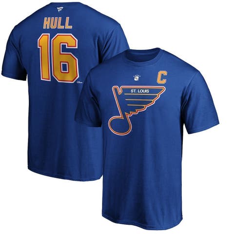 Men's Fanatics Branded Brett Hull Blue St. Louis Blues Authentic Stack Retired Player Name & Number T-Shirt