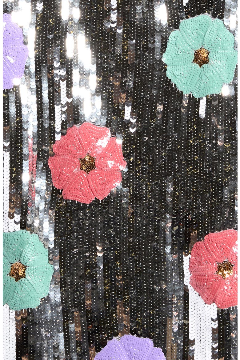 Kids' Floral Sequin Dress, Alternate, color, SILVER/MULTI