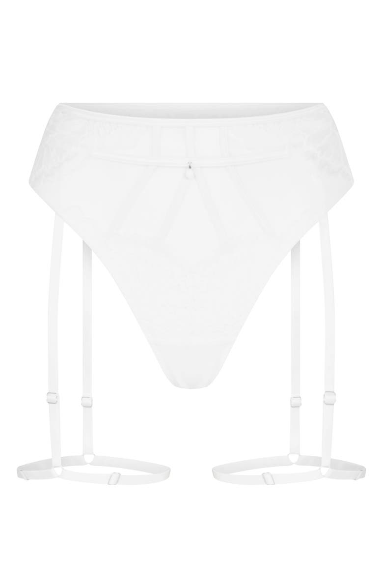 Hunkemöller Whitney High Waist Thong with Suspenders, Alternate, color, Snow White