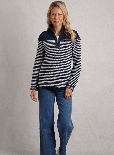 Juliet 1/4 Zip Stripe Macaroni