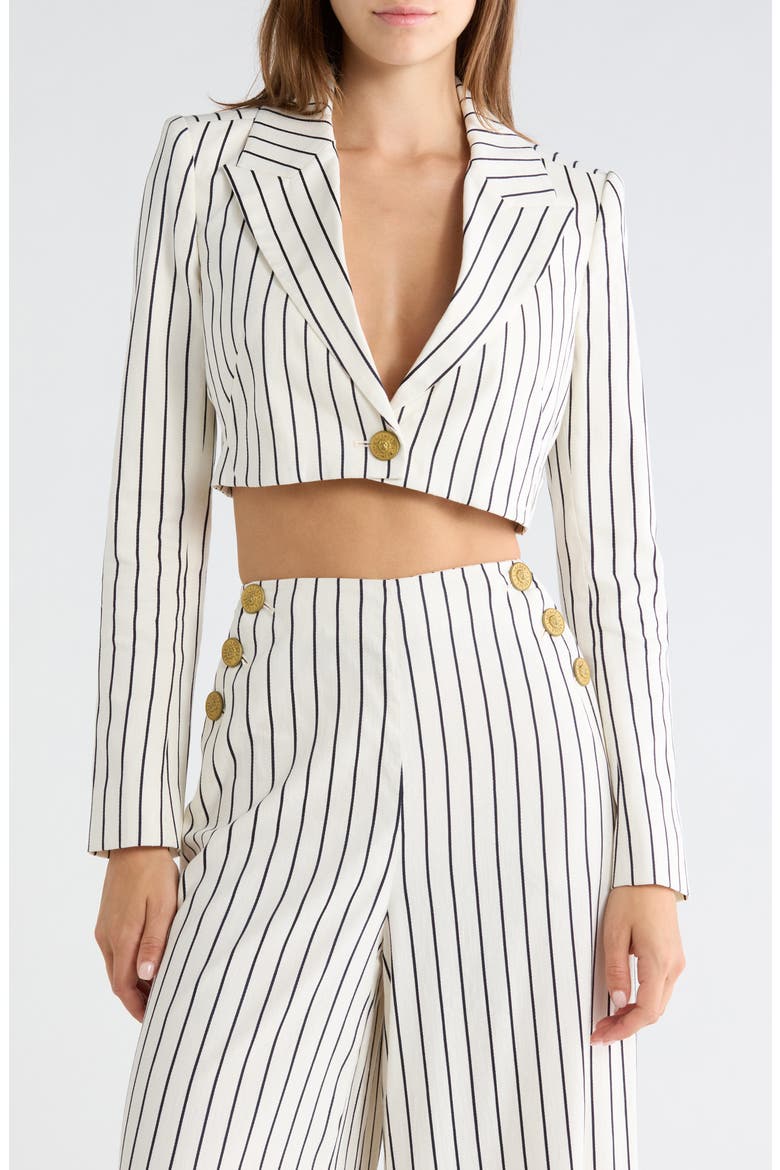 Izzie Cropped Pinstriped Blazer, Main, color, VINTAGE WHITE/BLACK PIN STRIPE