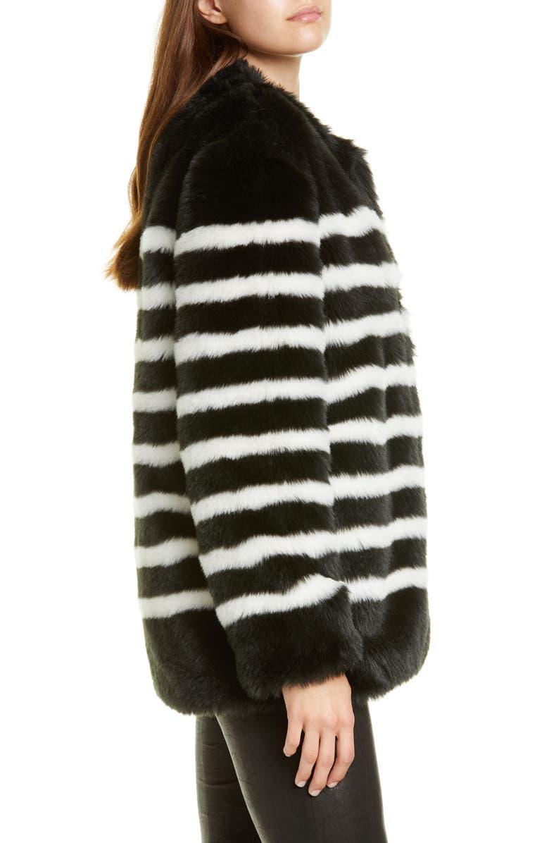 FRAME Jerry Stripe Faux Fur Coat, Alternate, color,