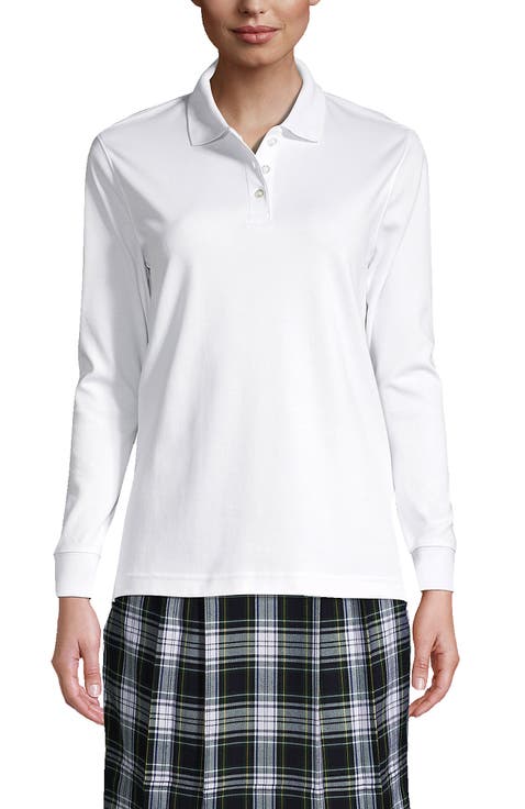 School Uniform  Long Sleeve Interlock Polo Shirt