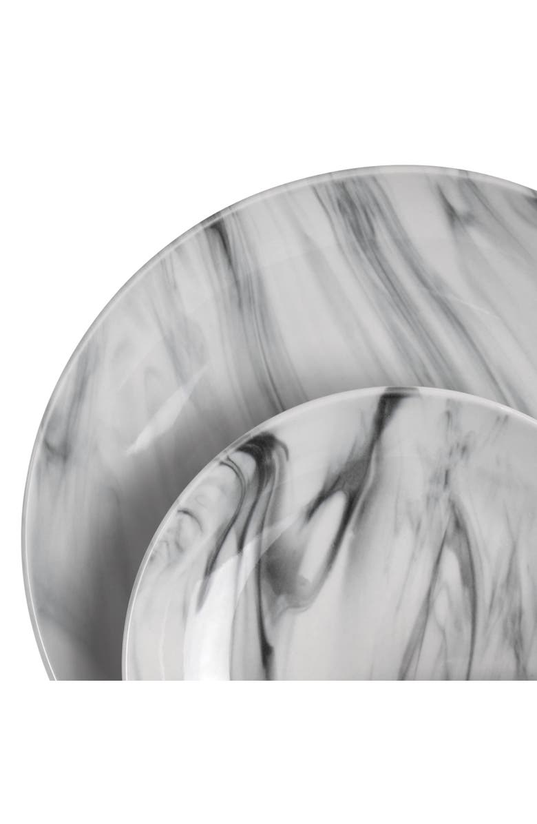 Elama Fine Marble 16 Piece Stoneware Dinnerware Set, Alternate, color, White