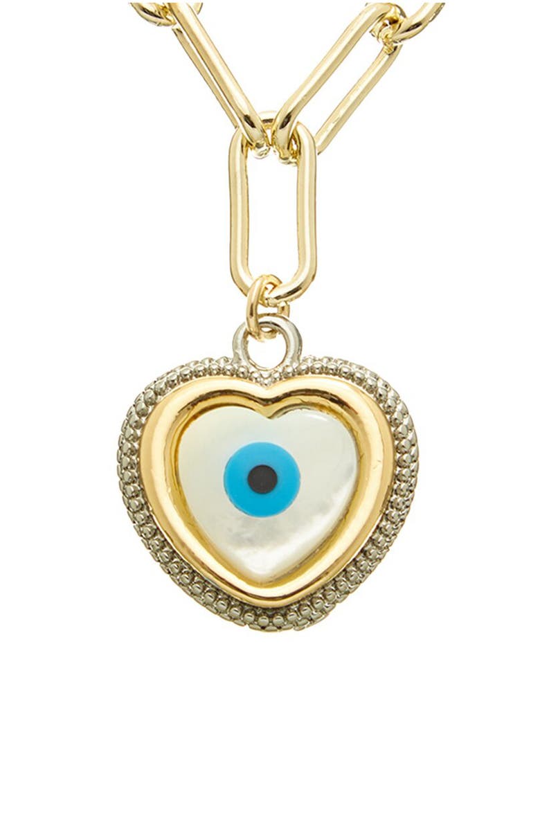 Juvell Evil Eye Heart Pendant Necklace, Main, color, Two Tone / Blue