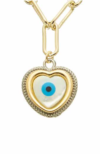 Juvell Evil Eye Heart Pendant Necklace