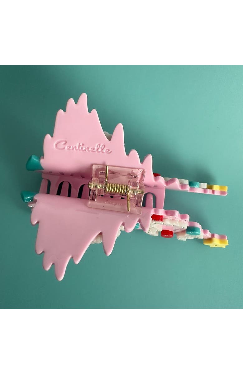 Centinelle Pink Christmas Tree Hair Claw, Alternate, color,