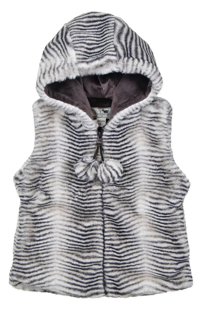 Widgeon Animal Print Faux Fur Hooded Vest, Main, color, 