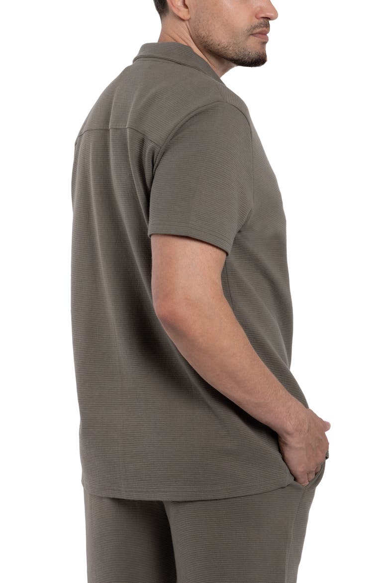 Classic Fit Textured Knit Camp Shirt, Alternate, color, DUSTY OLIVE