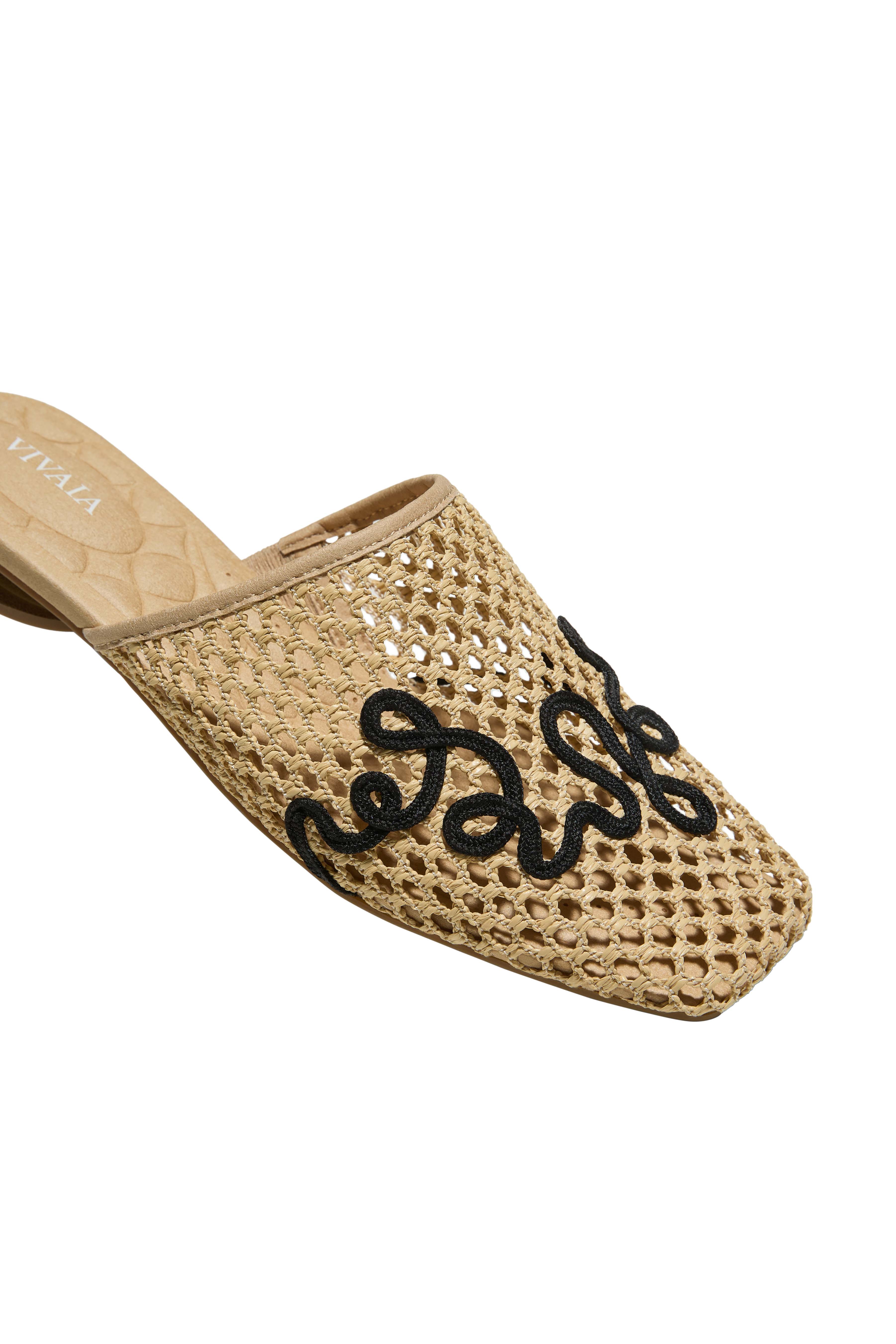Maura Square-Toe Mesh Sandals, Alternate, color, NATURAL/BLACK
