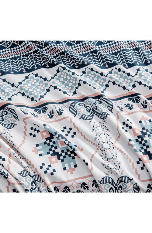 Jessica Simpson Boho Print Duvet & Sham Set In Navy/ivory/green