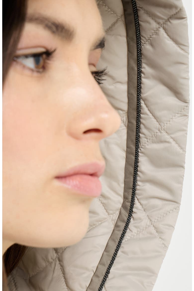 Lightweight matte nylon quilted vest with Thermore® padding and hood, Alternate, color, Light Grey