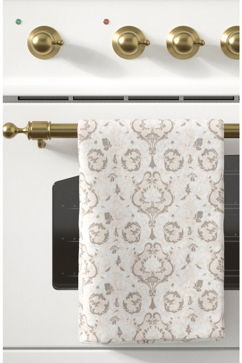 6-Pack Cotton Kitchen Towels, Alternate, color, TAUPE/ PINK DAMASK PRINT