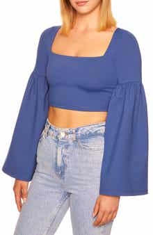 Susana Monaco Bell Sleeve Square Neck Crop Top