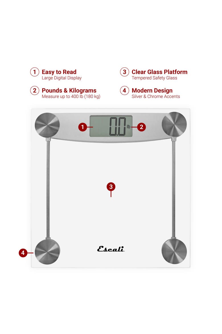 Glass & Chrome Bathroom Scale, Alternate, color, Clear