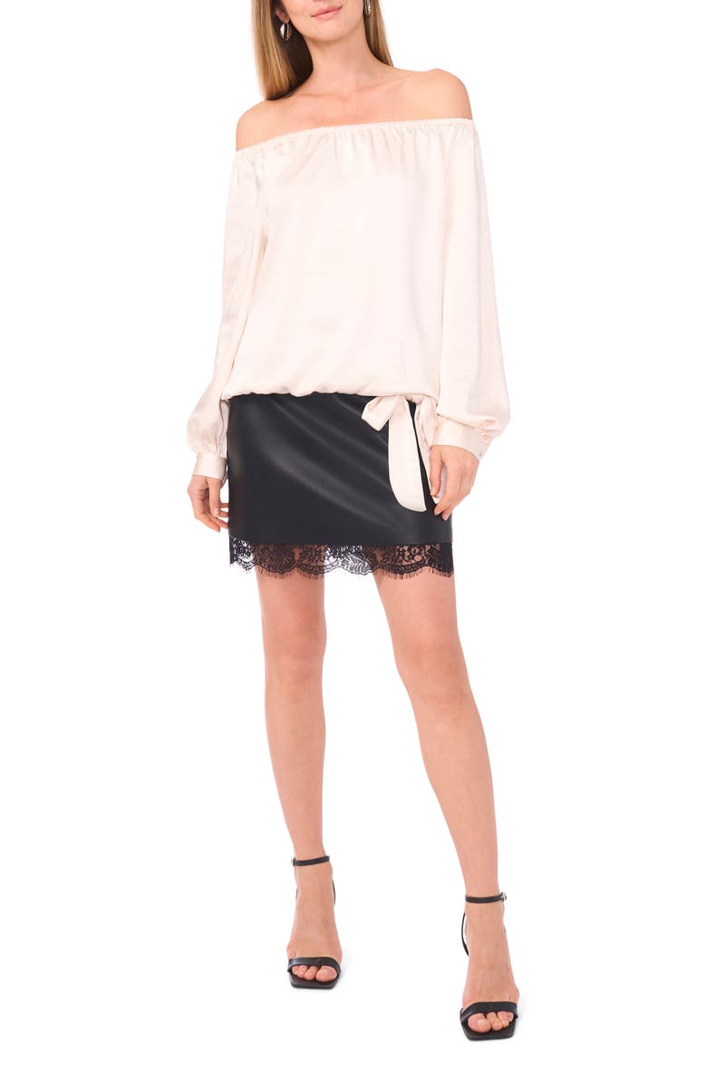 Vince Camuto Off the Shoulder Satin Top, Alternate, color, Birch