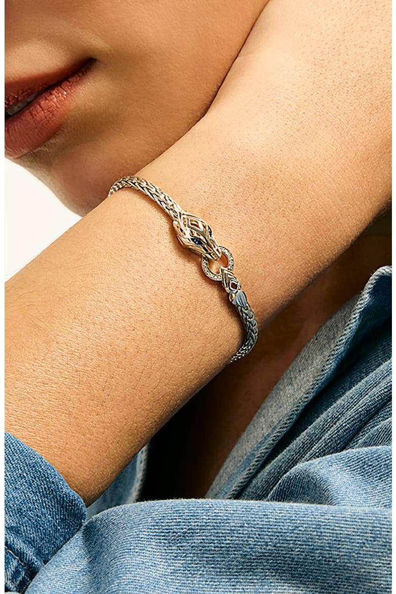 Naga Bracelet, Sterling Silver, Diamonds, Alternate, color, SILVER