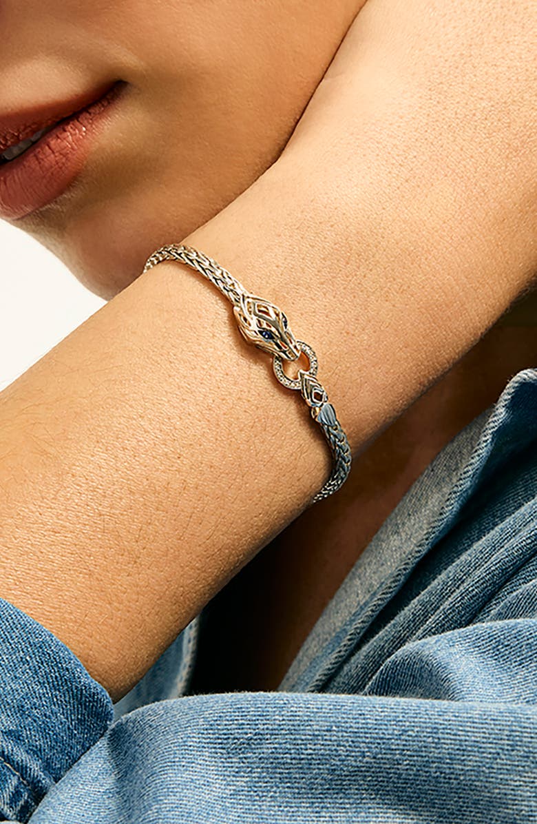 John Hardy Naga Bracelet, Sterling Silver, Diamonds, Alternate, color, Silver