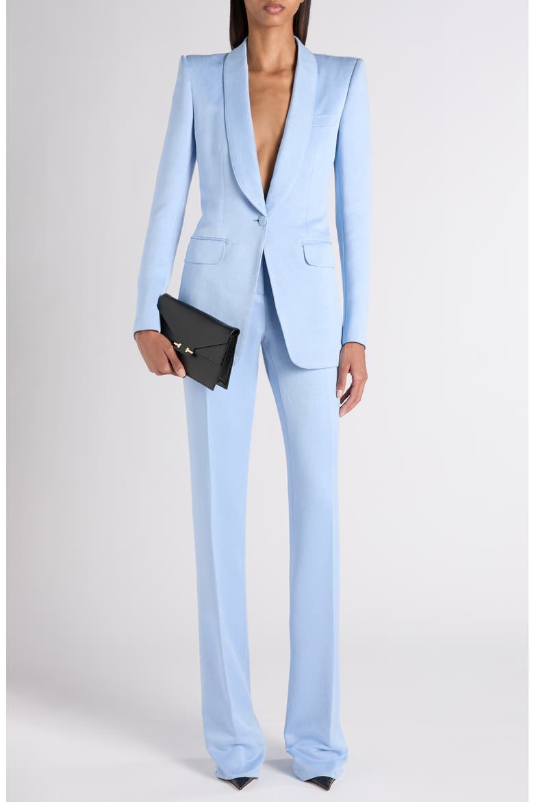 Washed Cotton & Silk Duchesse Satin Jacket, Alternate, color, MINERAL BLUE